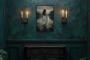 Walking Into The Lake Framed Canvas Wall Art