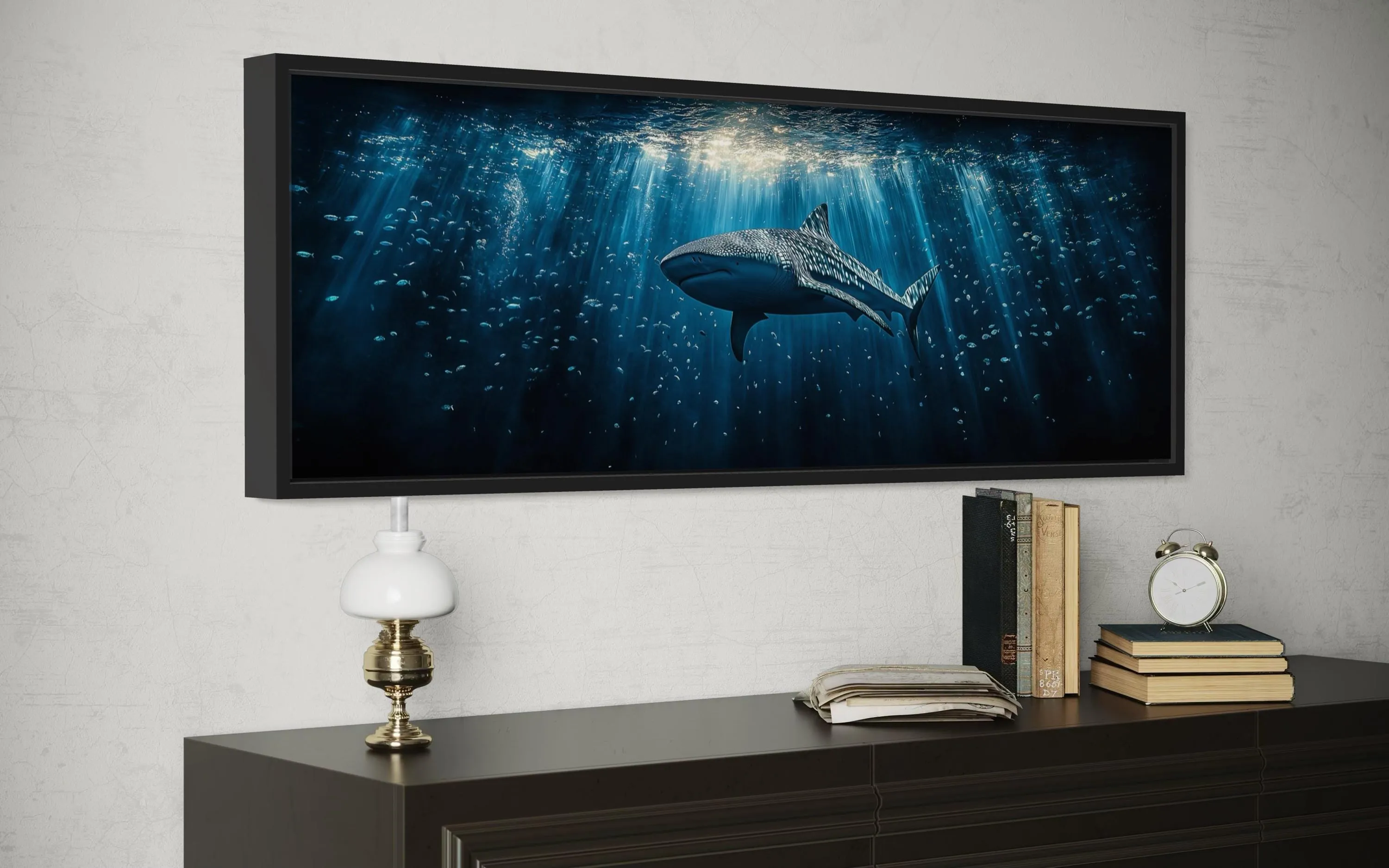 Whale Shark Long Horizontal Underwater Canvas Wall Art