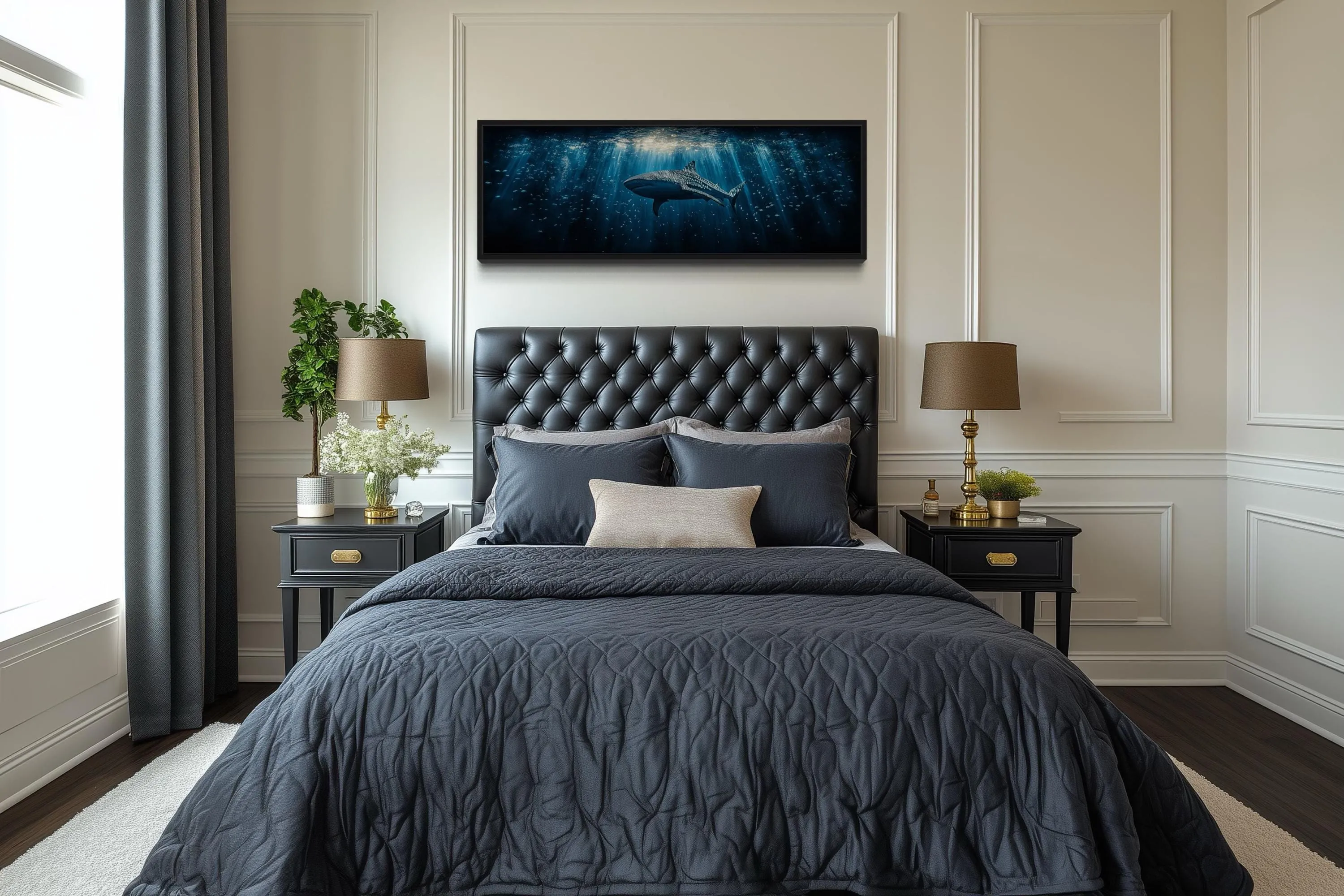 Whale Shark Long Horizontal Underwater Canvas Wall Art