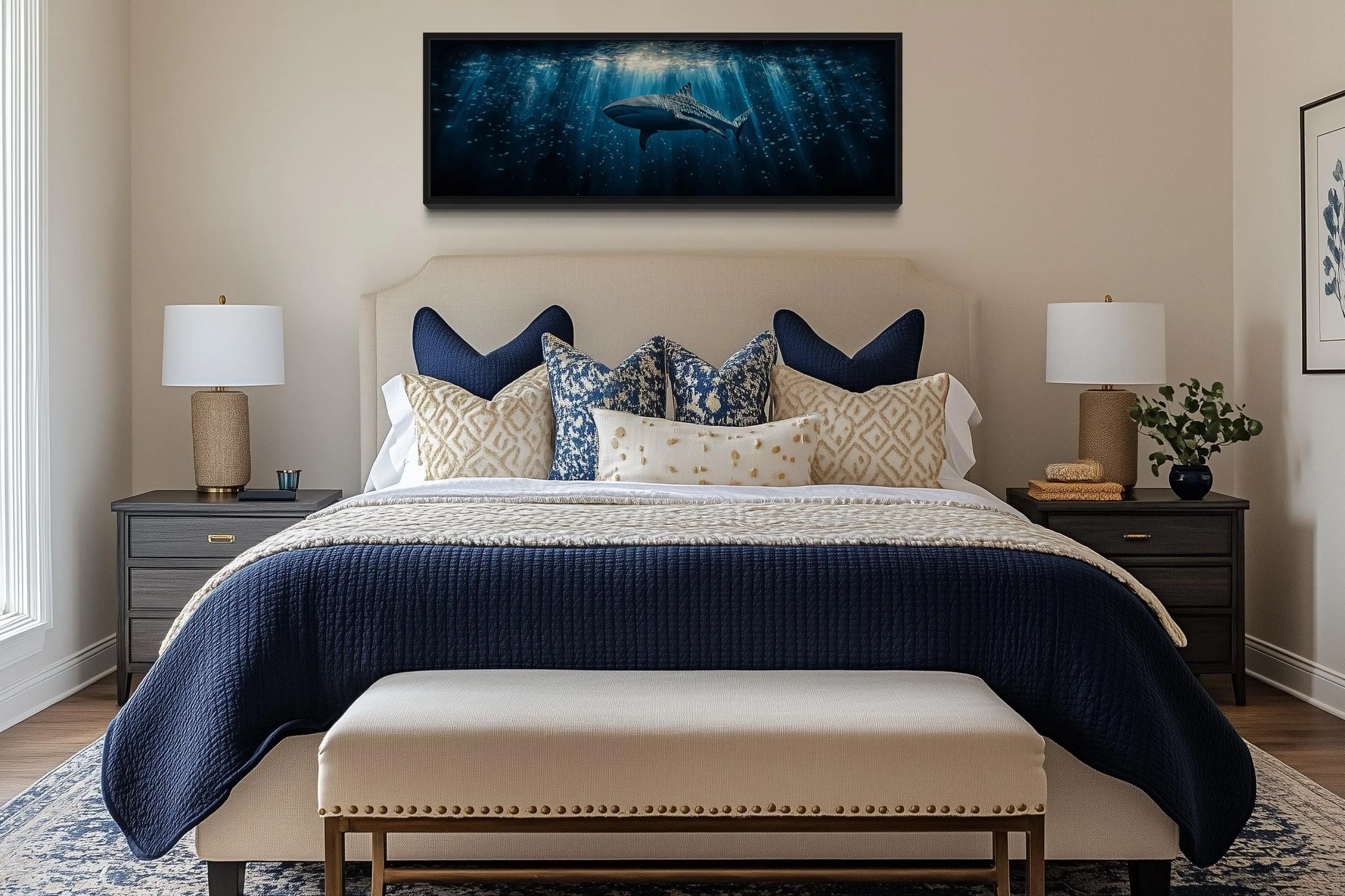 Whale Shark Long Horizontal Underwater Canvas Wall Art