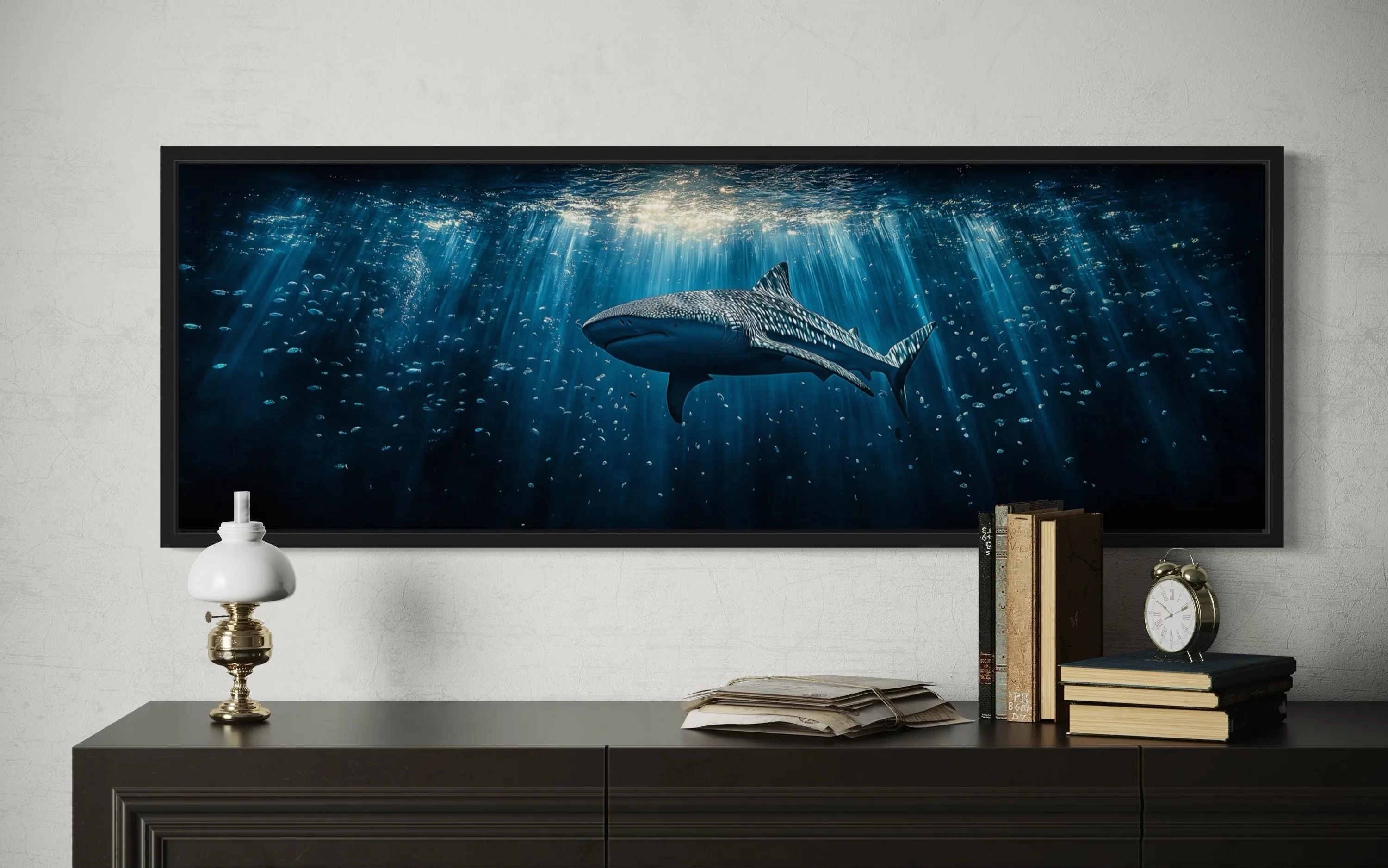 Whale Shark Long Horizontal Underwater Canvas Wall Art