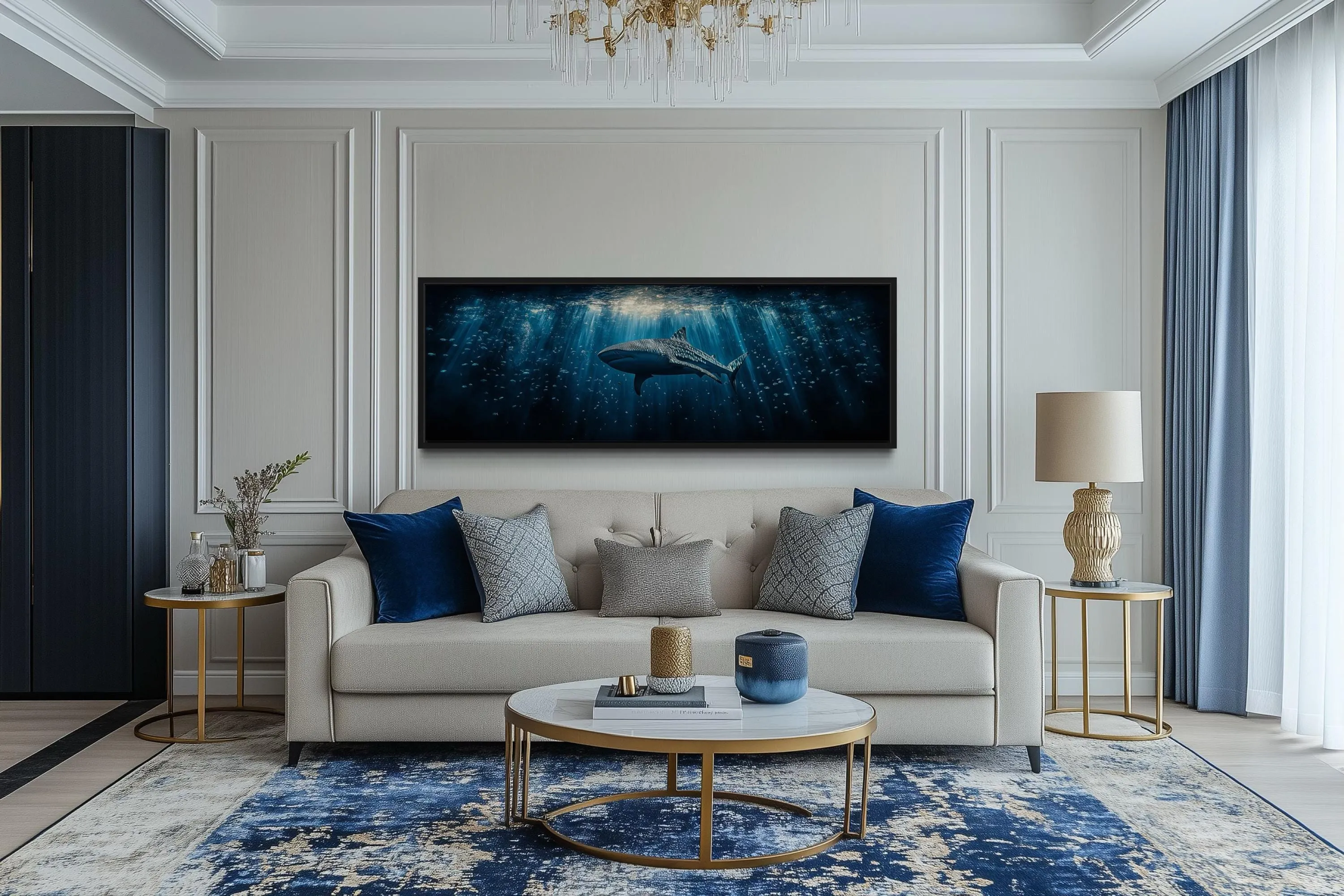Whale Shark Long Horizontal Underwater Canvas Wall Art