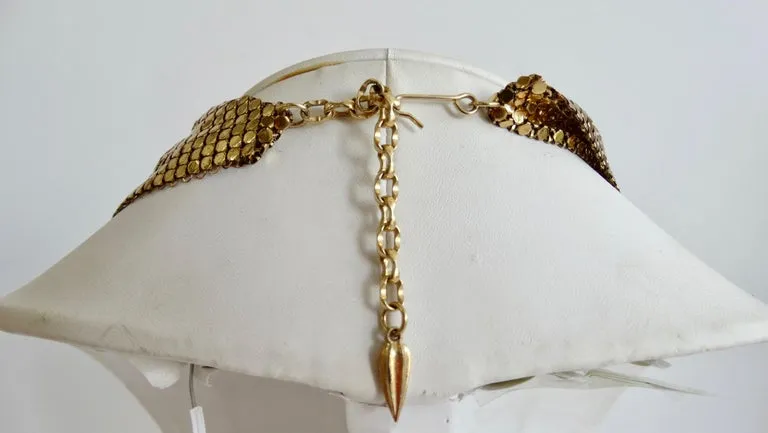 Whiting & Davis Gold Metal Mesh Bib Scarf Necklace