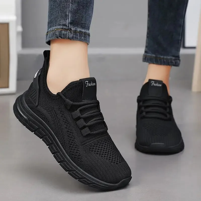 Women Casual Sneakers Lace-up Gym Vulcanized Shoes White Female Footwear Fashion Breathable Walking Mesh Flat Shoes Trainers
