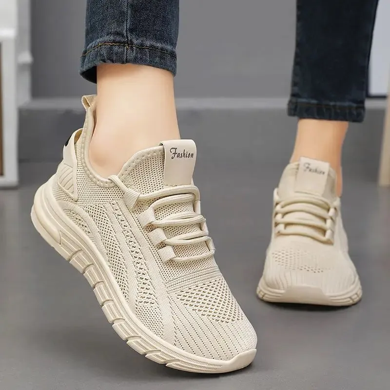 Women Casual Sneakers Lace-up Gym Vulcanized Shoes White Female Footwear Fashion Breathable Walking Mesh Flat Shoes Trainers