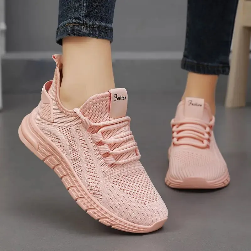 Women Casual Sneakers Lace-up Gym Vulcanized Shoes White Female Footwear Fashion Breathable Walking Mesh Flat Shoes Trainers