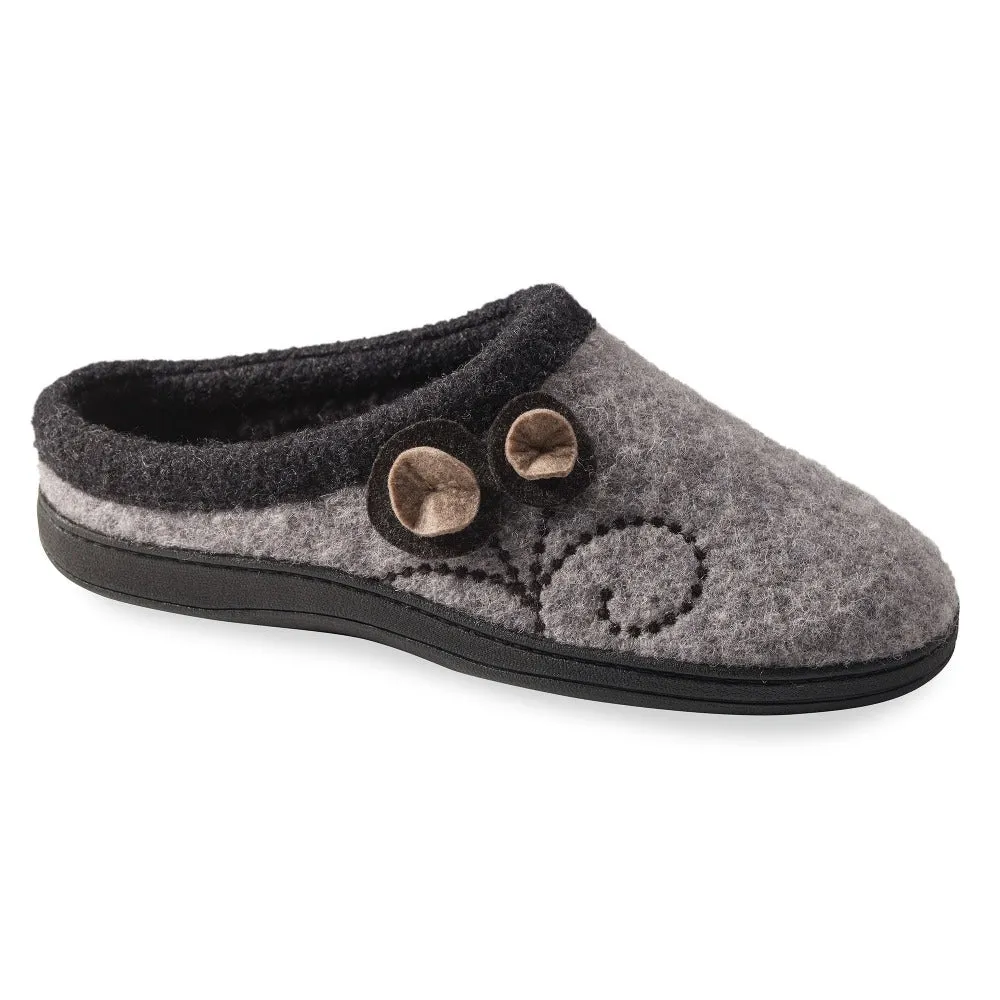 Women's Dara Clog Slippers w/Cloud Contour Cushion - Light Grey Button - A10151LBT