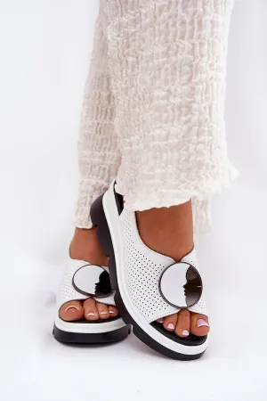 Women's natural leather buskin sandals