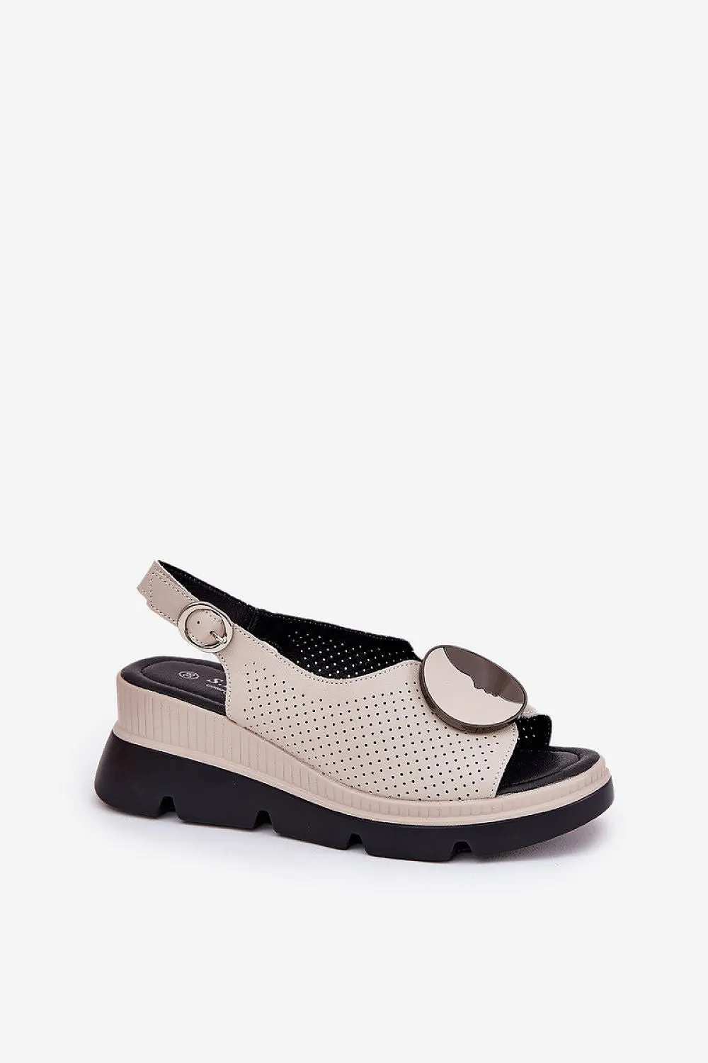 Women's natural leather buskin sandals
