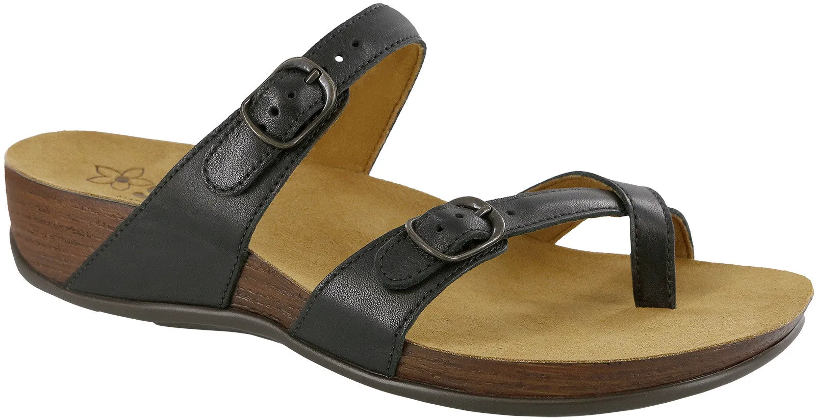 Women's Shelly Toe Loop Slide Sandal in Black