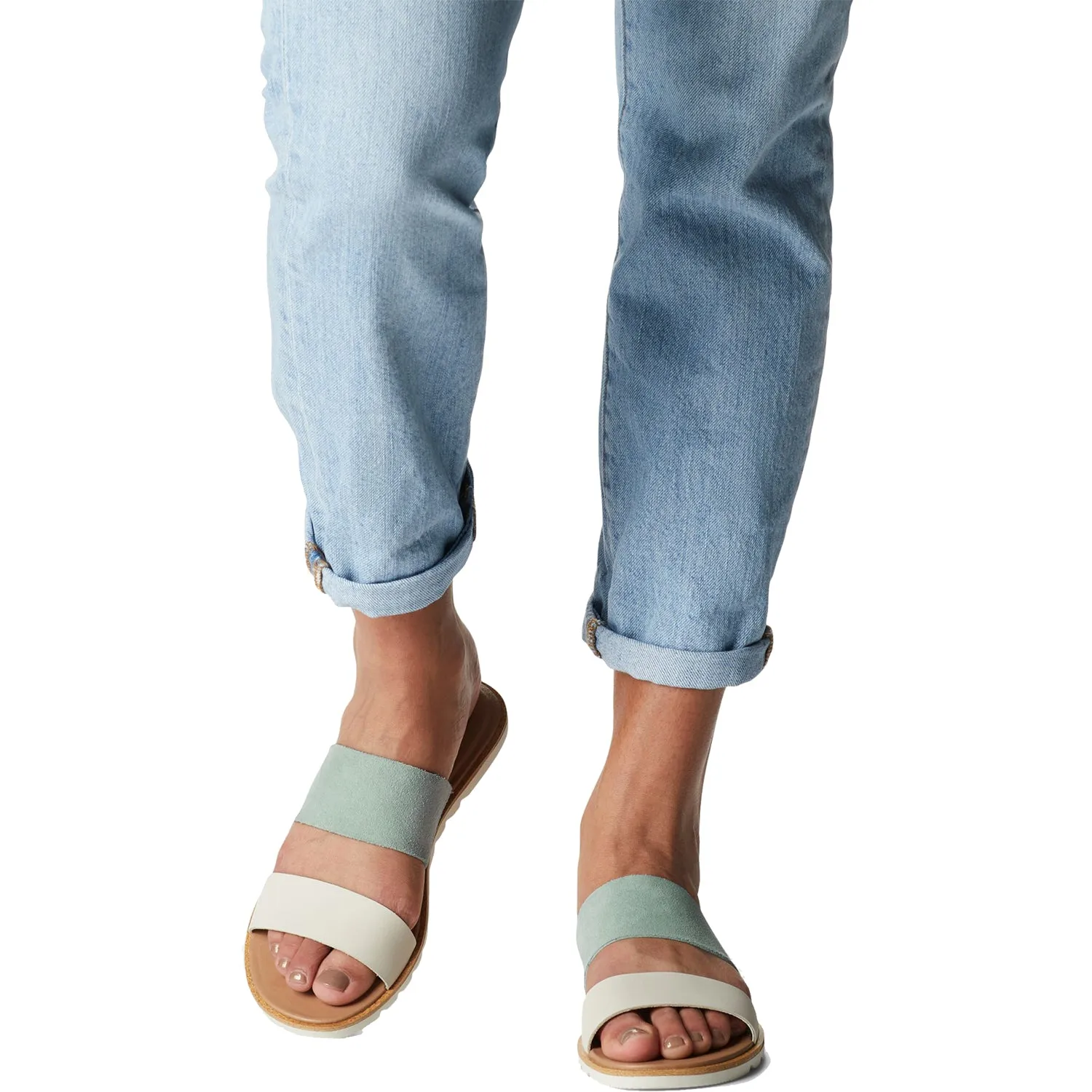 Women's Sorel Ella II Slide Crushed Blue/Chalk Leather