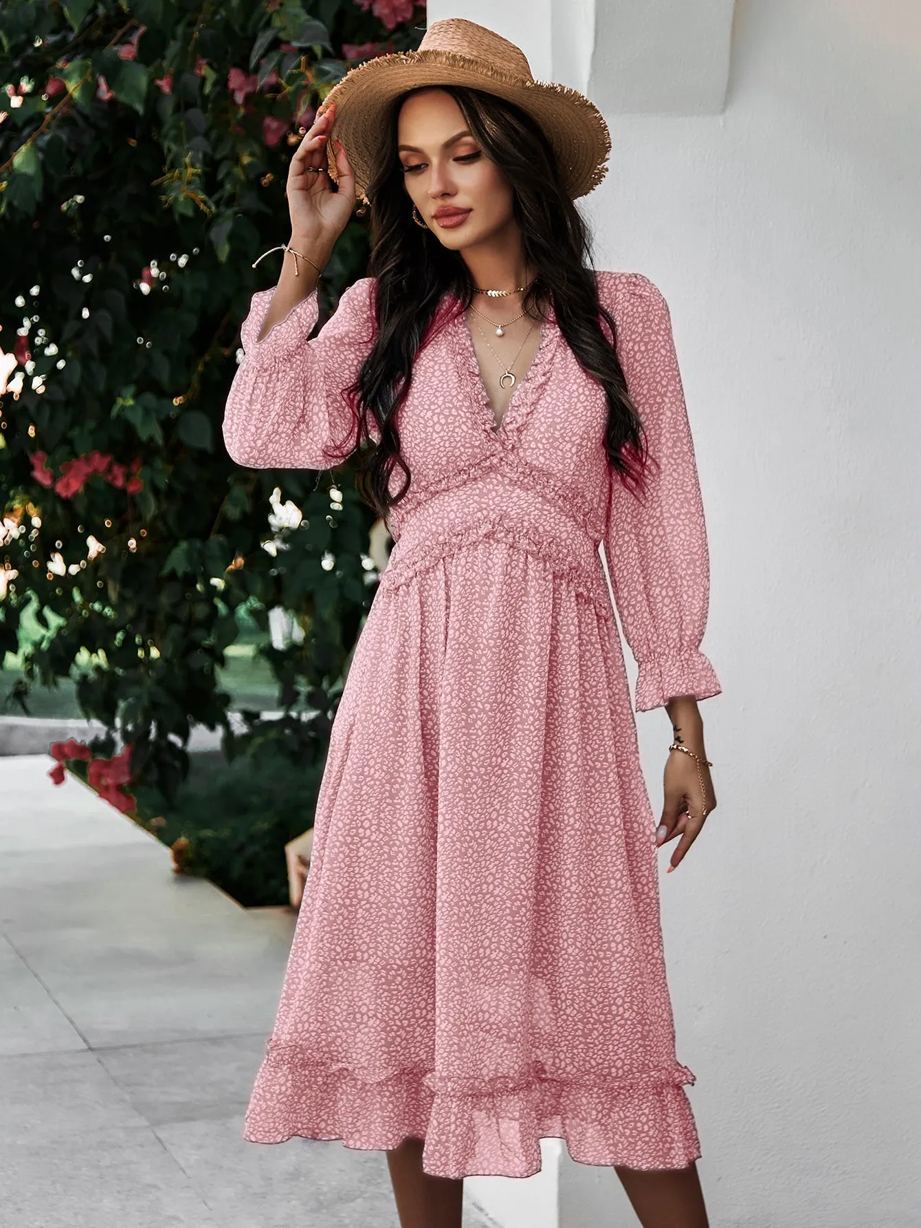 Zarnish Midi Dress - Pink