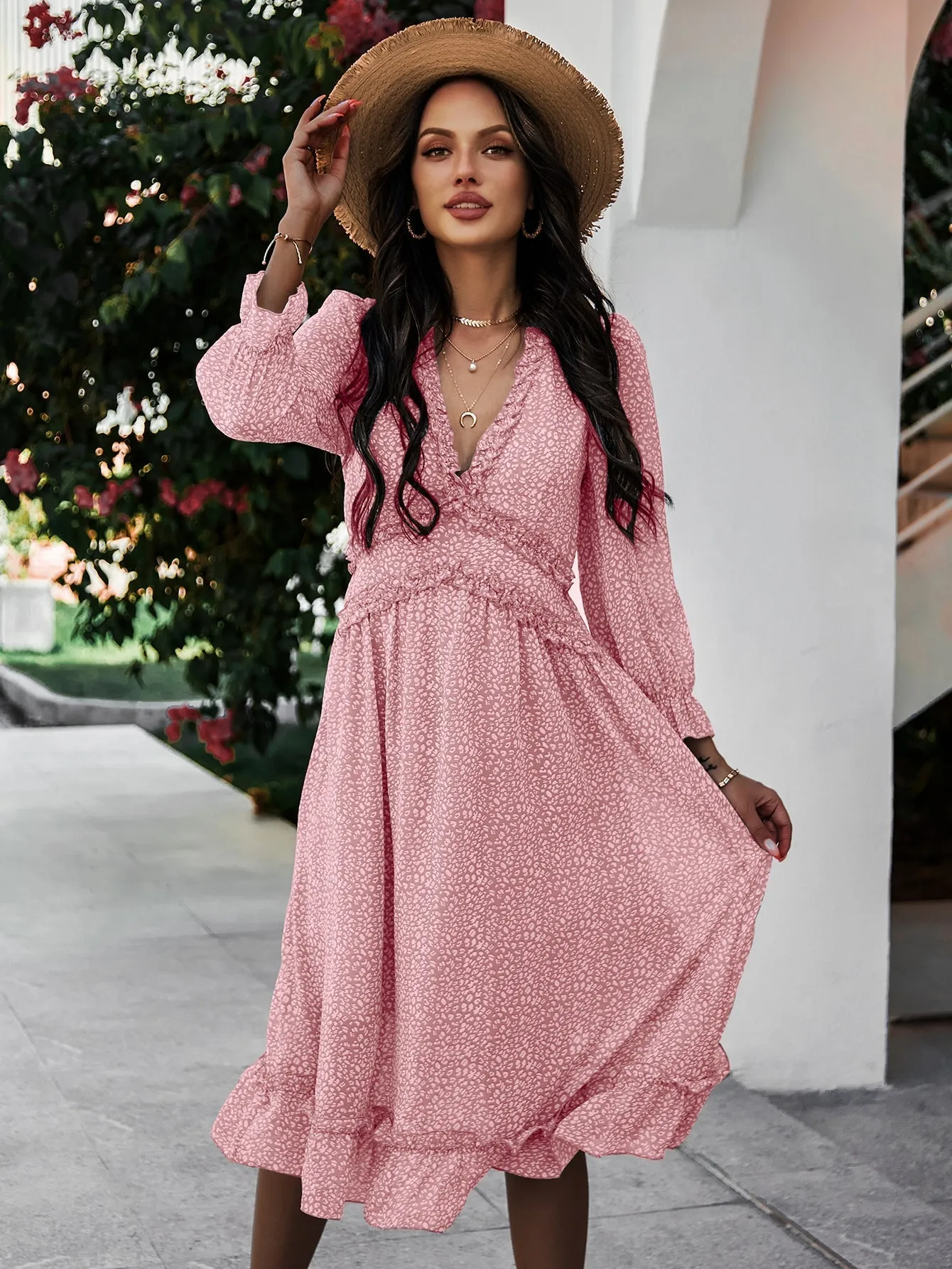 Zarnish Midi Dress - Pink