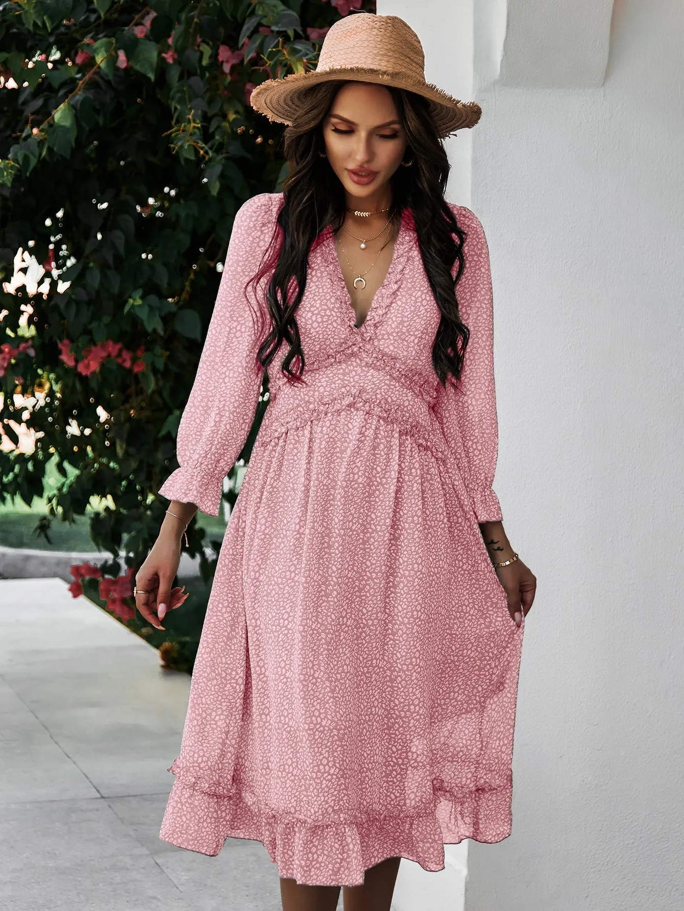 Zarnish Midi Dress - Pink