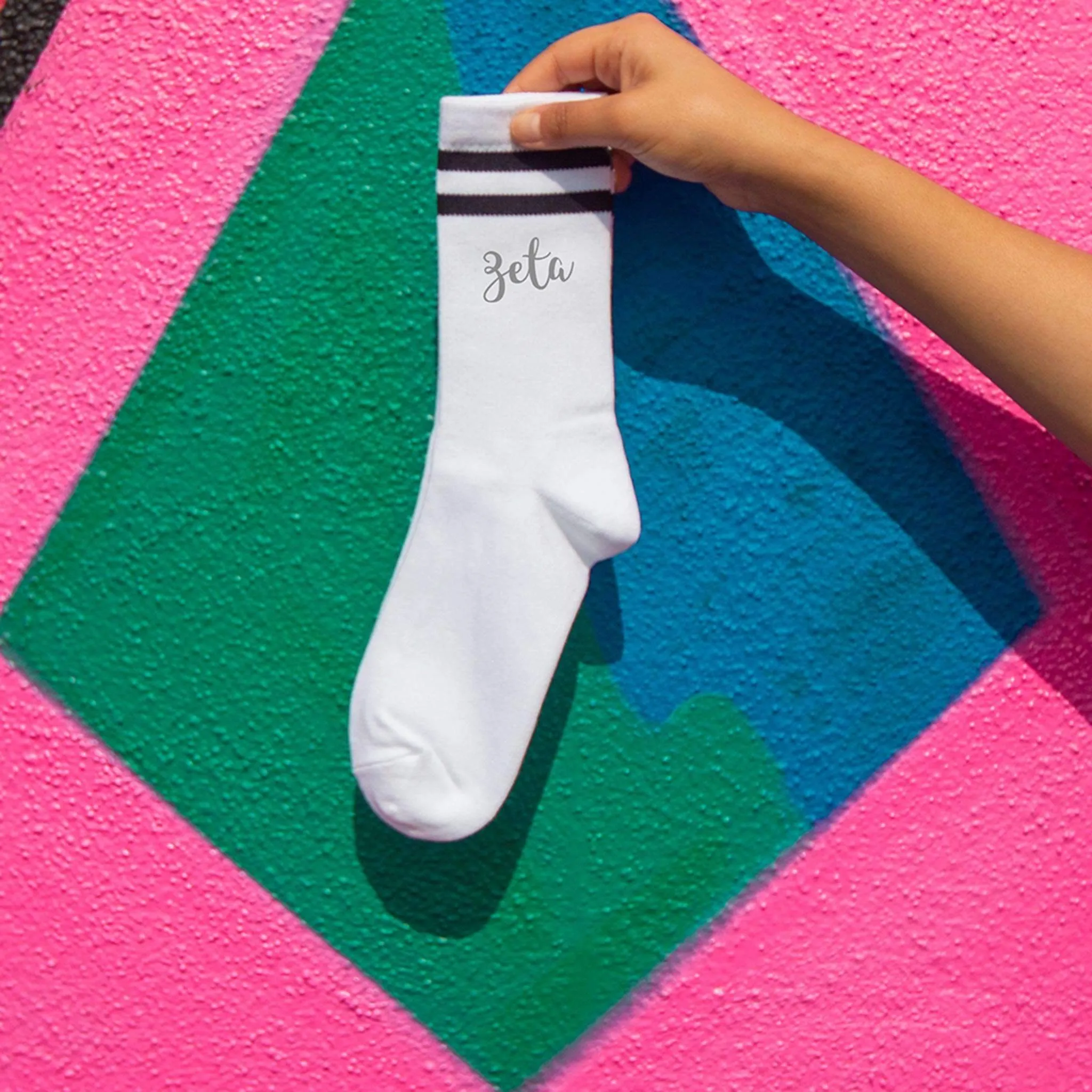 ZETA Striped Sorority Crew Socks