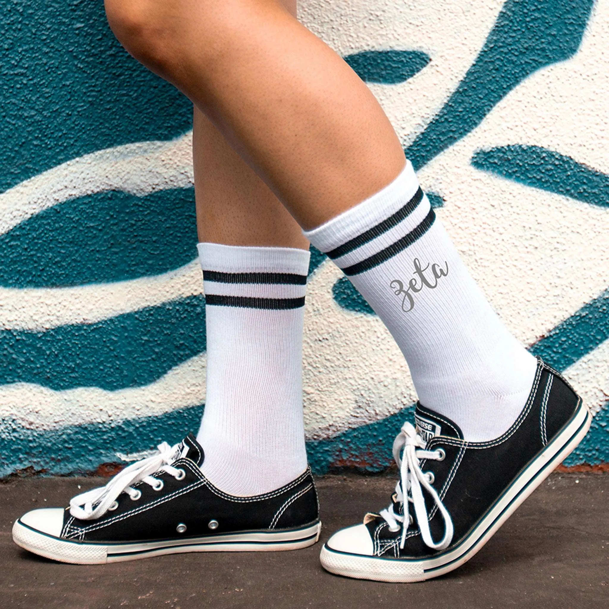 ZETA Striped Sorority Crew Socks
