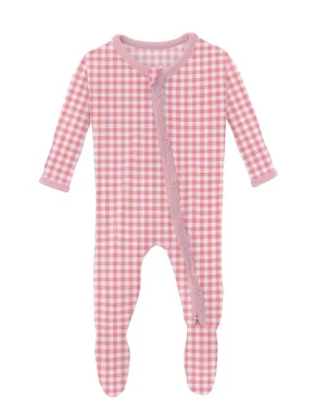 Zipper Ruffle Footie - Cake Pop Gingham
